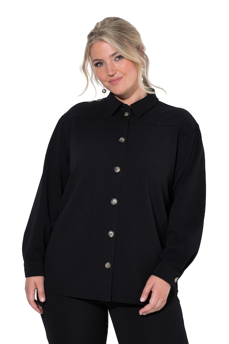 Hemdjacke, Loose Fit, Ziernaht, Langarm mit Manschetten