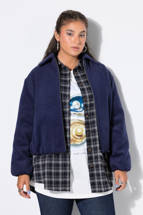 Wolloptik-Blouson, Loose Shape, elastische Abschlüsse