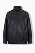 Lederimitat-Jacke, Blouson-Shape, Stehkragen, elastischer Saum
