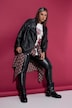 Lederimitat-Jacke, Blouson-Shape, Stehkragen, elastischer Saum