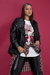 Lederimitat-Jacke, Blouson-Shape, Stehkragen, elastischer Saum