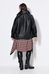 Lederimitat-Jacke, Blouson-Shape, Stehkragen, elastischer Saum