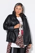Lederimitat-Jacke, Blouson-Shape, Stehkragen, elastischer Saum