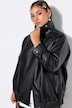 Lederimitat-Jacke, Blouson-Shape, Stehkragen, elastischer Saum