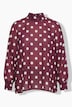 Bluse, oversized, Polka-Dots, Stehkragen, Fledermaus-Langarm