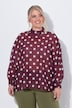 Bluse, oversized, Polka-Dots, Stehkragen, Fledermaus-Langarm