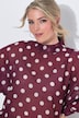 Bluse, oversized, Polka-Dots, Stehkragen, Fledermaus-Langarm