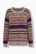 Strickjacke, Norwegermuster, Rundhals, Langarm
