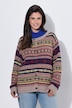 Strickjacke, Norwegermuster, Rundhals, Langarm