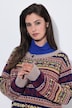 Strickjacke, Norwegermuster, Rundhals, Langarm