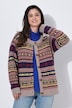 Strickjacke, Norwegermuster, Rundhals, Langarm