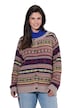 Strickjacke, Norwegermuster, Rundhals, Langarm