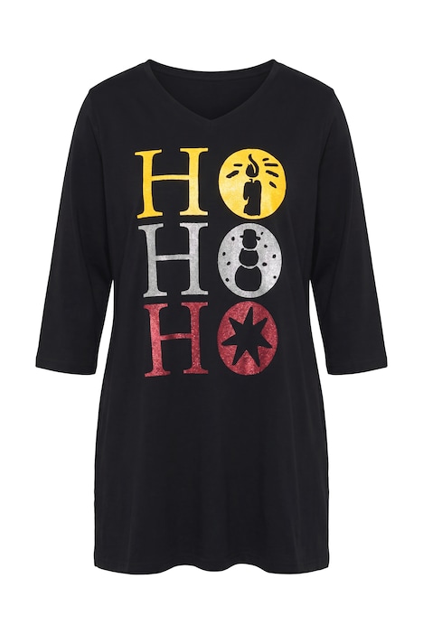Weihnachts-Longshirt, A-Linie, V-Ausschnitt, 3/4-Arm