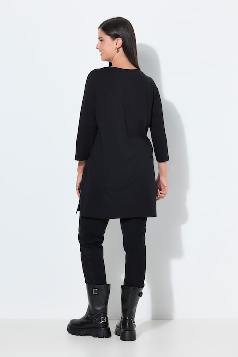 Weihnachts-Longshirt, A-Linie, V-Ausschnitt, 3/4-Arm