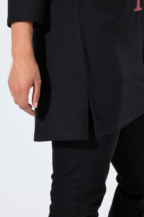 Weihnachts-Longshirt, A-Linie, V-Ausschnitt, 3/4-Arm