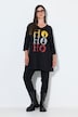 Weihnachts-Longshirt, A-Linie, V-Ausschnitt, 3/4-Arm