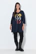 Weihnachts-Longshirt, A-Linie, V-Ausschnitt, 3/4-Arm