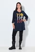 Weihnachts-Longshirt, A-Linie, V-Ausschnitt, 3/4-Arm
