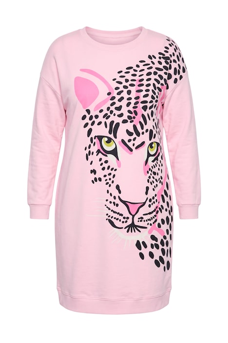 Dlouhá mikina, volný střih, velký motiv leopardí hlavy