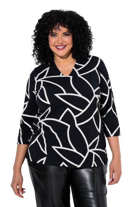 Shirt, grafischer Druck, Kelchkragen, 3/4-Arm