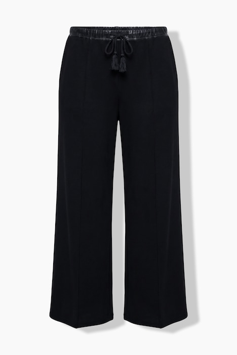 Pantalon à plis, ceinture élastique aspect cuir