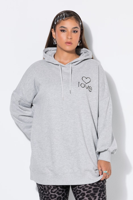 Hoodie, Oversize Shape, Perlen Heart Love