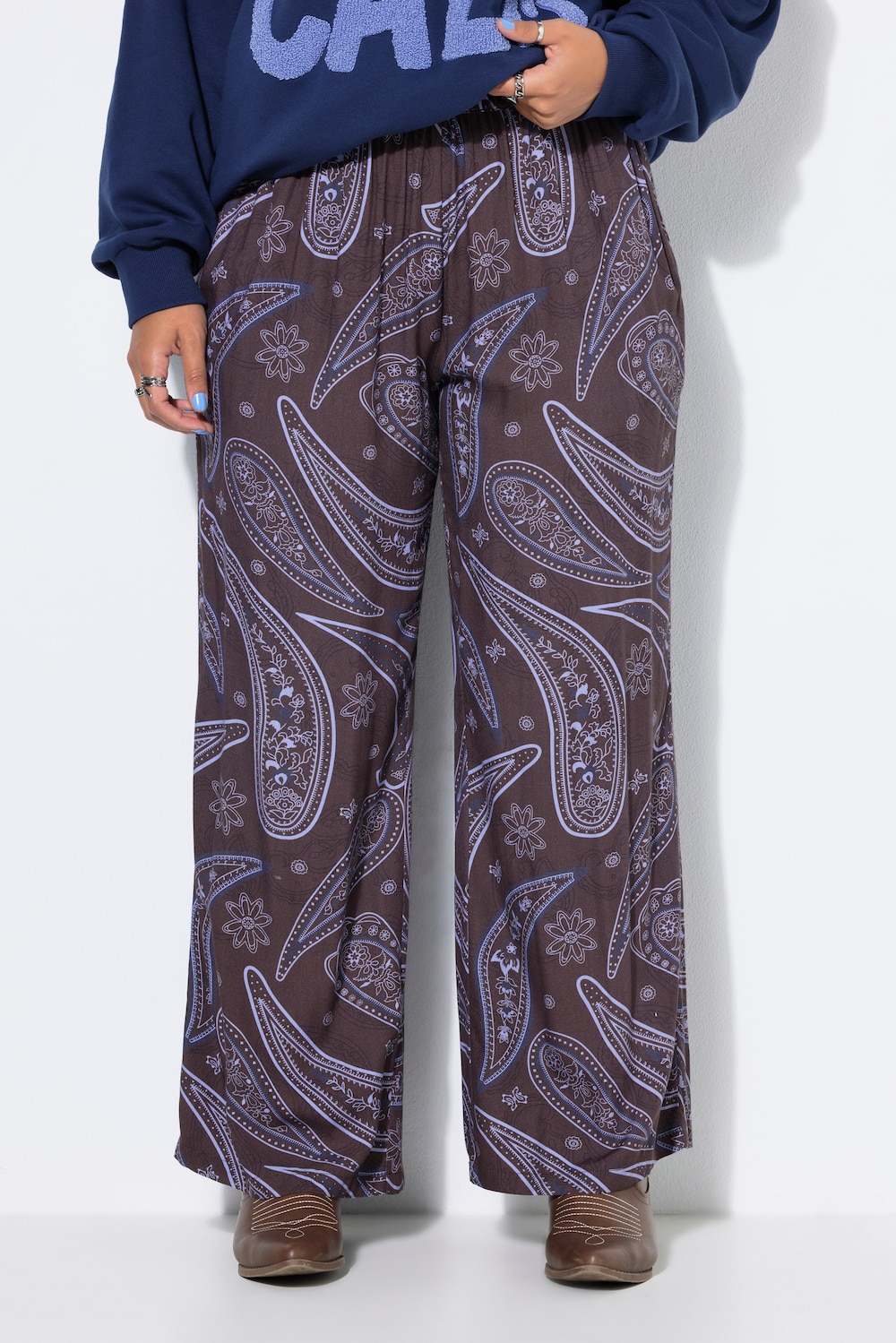 Palazzohose, Wide Legs, Paisley, elastischer Bund