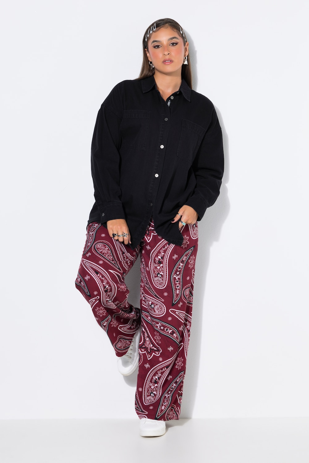 Palazzohose, Wide Legs, Paisley, elastischer Bund