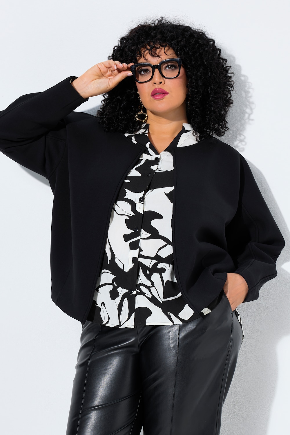 Oversized-Jacke, Barrel fit, Rundhals