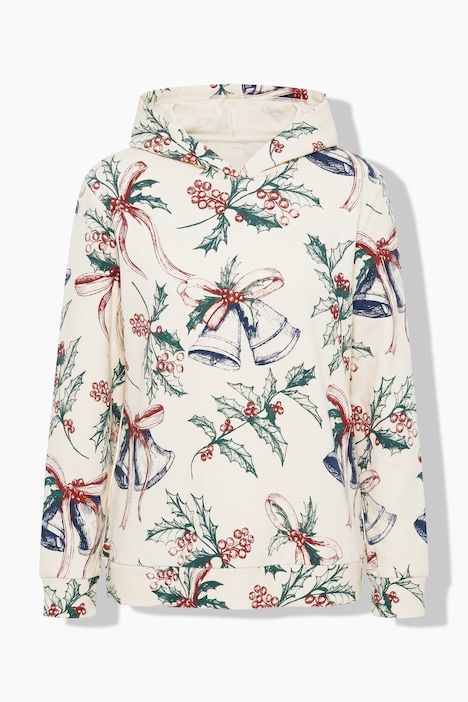 Holiday Bell Print Hooded Sweatshirt