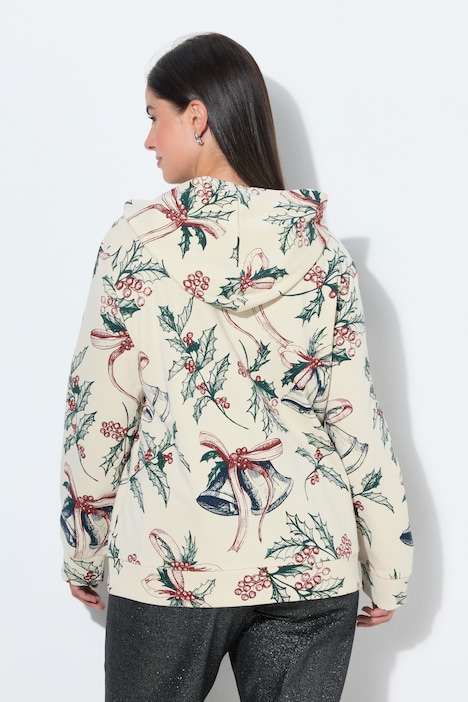 Holiday Bell Print Hooded Sweatshirt