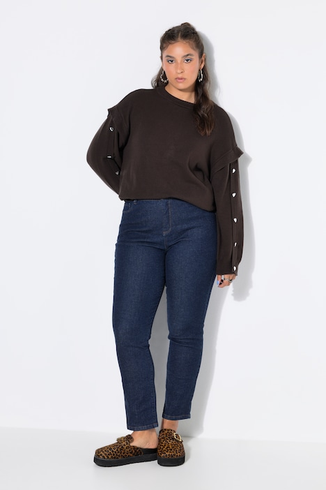 Mom-Jeans, Wide Mom Shape, Rinsed Denim, 5-Pocket