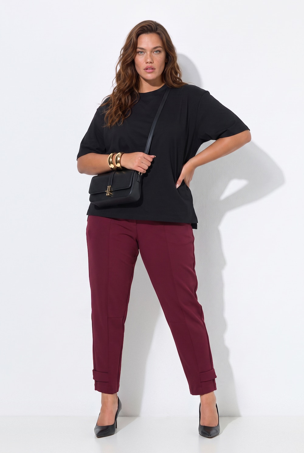 Punto broek, siernaad, toelopende pijpen, comfortabele tailleband