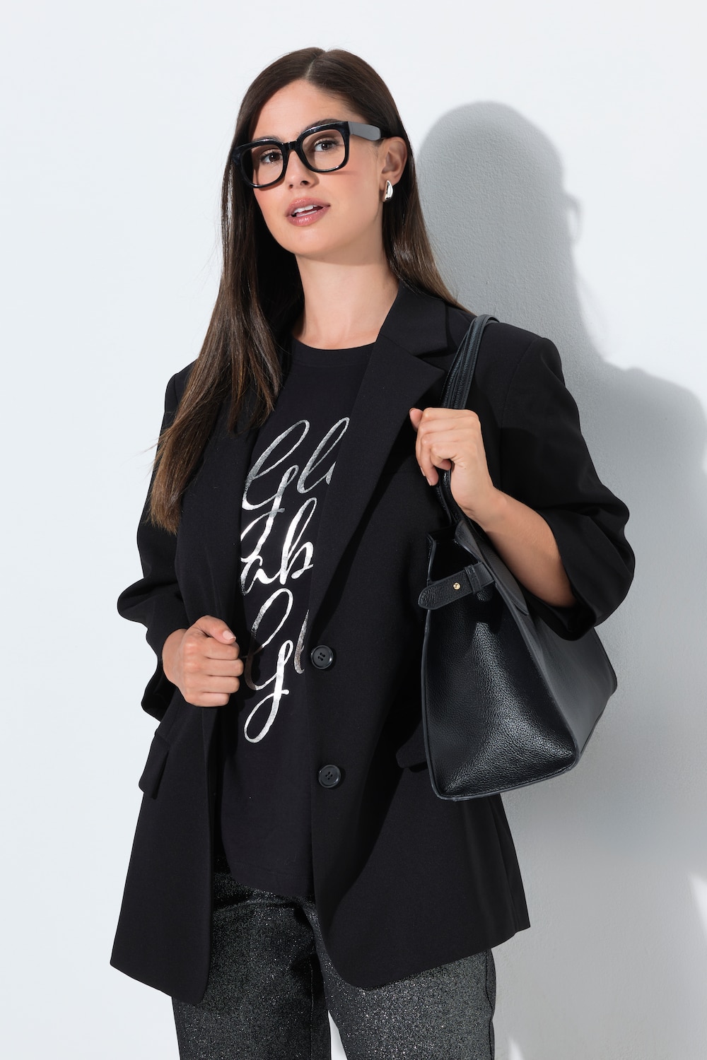 Blazer, Oversized, Reverskragen, geraffte 3/4-Ärmel