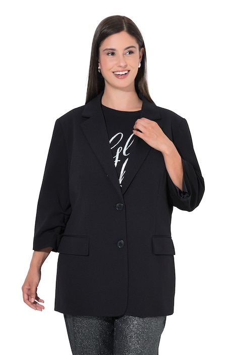 Blazer, Oversized, Reverskragen, geraffte 3/4-Ärmel