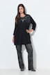 Shirt, Glitzerdruck, A-Linie, V-Ausschnitt, Langarm