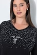 Shirt, Glitzerdruck, A-Linie, V-Ausschnitt, Langarm