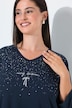 Shirt, Glitzerdruck, A-Linie, V-Ausschnitt, Langarm