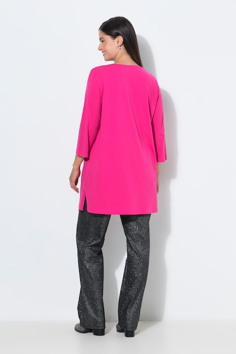 Shirt, Glitzerdruck, A-Linie, V-Ausschnitt, Langarm