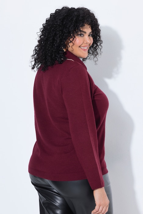 Pullover, Schal-Detail, V-Ausschnitt, Langarm