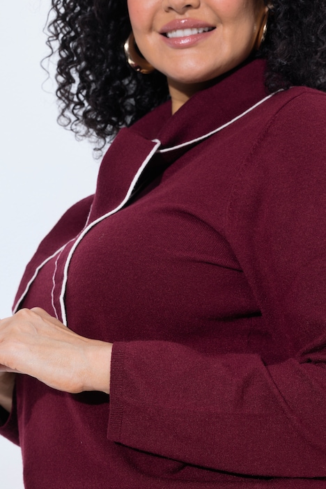 Pullover, Schal-Detail, V-Ausschnitt, Langarm