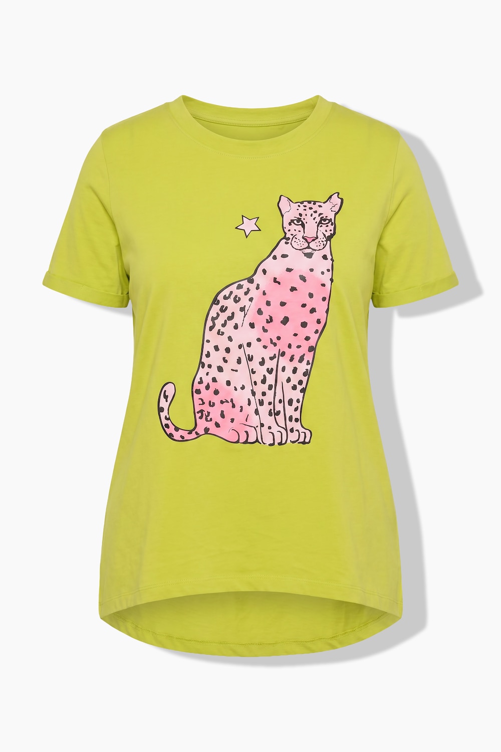 T-shirt, A-lijn, luipaardprint, korte mouwen