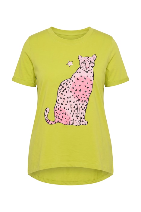 Tričko, áčkový střih, leopardí vzor, krátké rukávy