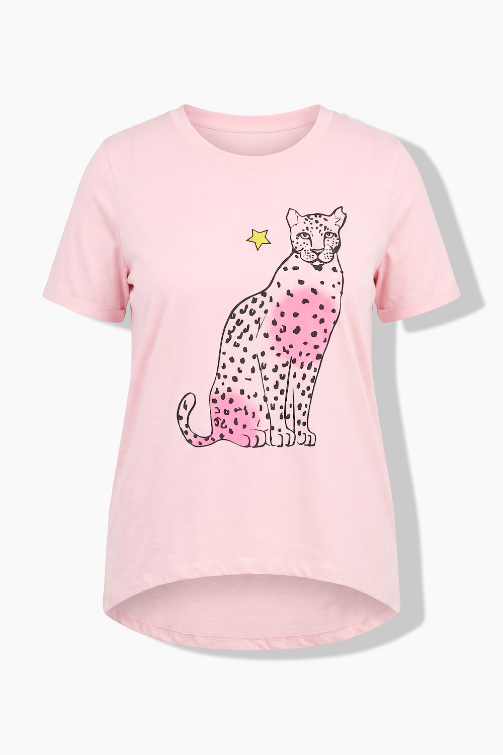 T-skjorte, A-linje, leopardmønster, korte ermer