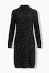 Strickkleid, Pailletten, A-Linie, Stehkragen, Langarm