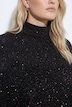 Strickkleid, Pailletten, A-Linie, Stehkragen, Langarm