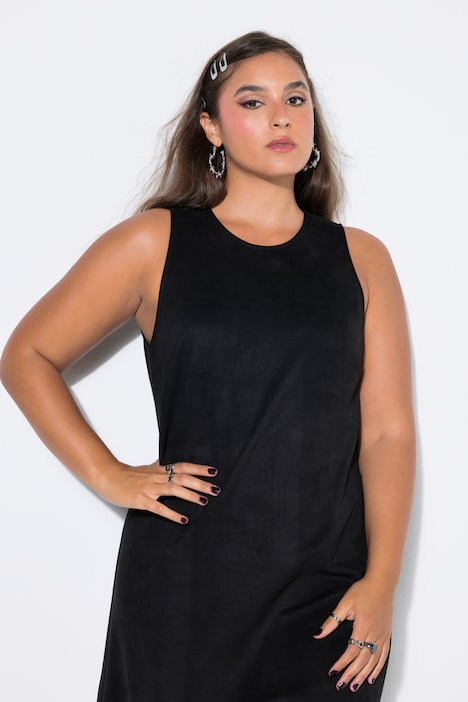 Faux Suede Sleeveless Mini Dress