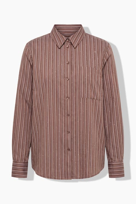 Bluse, Streifen, Ziersteine, Hemdkragen, Langarm