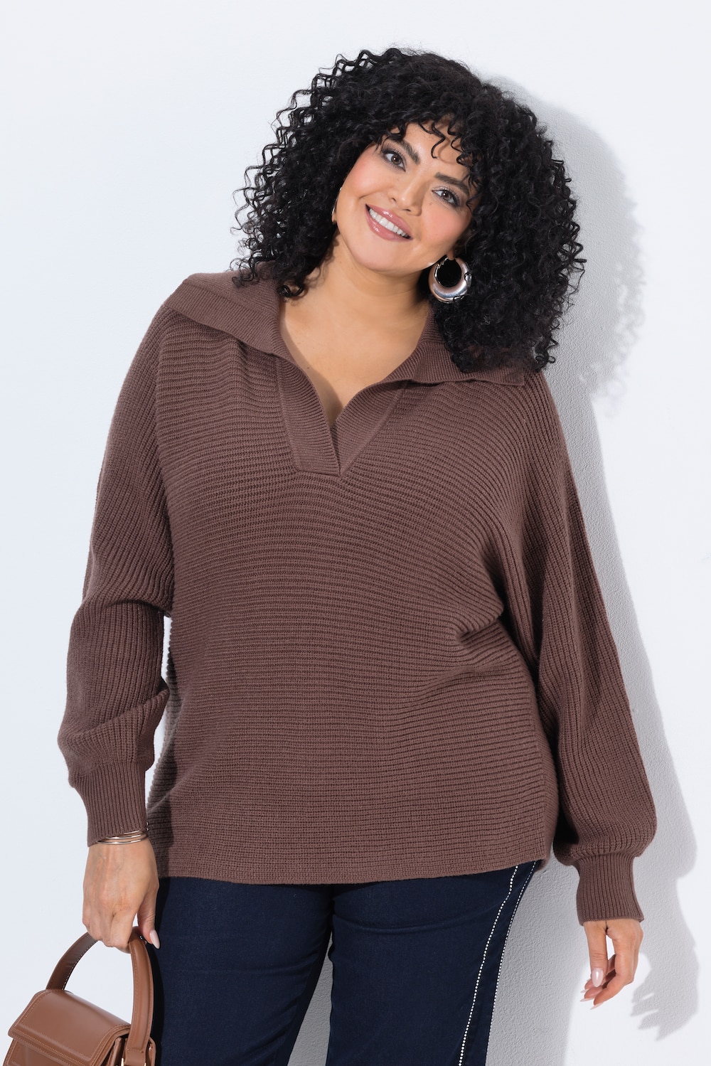 Pullover, Querrippen, Troyerkragen, Langarm