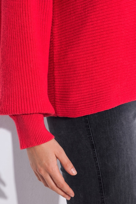 Pullover, Querrippen, Troyerkragen, Langarm